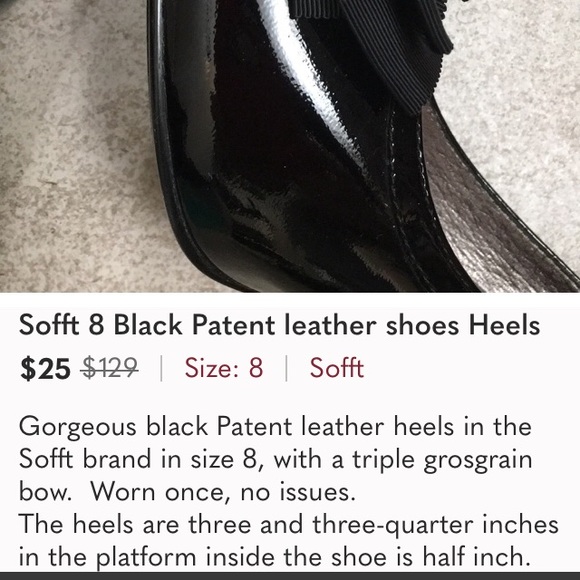 Sofft 8 Black Patent Leather Bow Shoes - Picture 8 of 9
